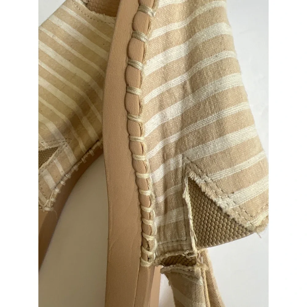 Reef Beige and Cream Striped Espadrille Slide Sandals
